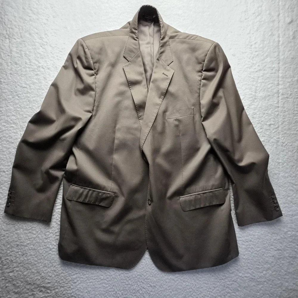 Joseph & Feiss Suit Mens 50L 46 Waist Brown Wool Solid 2 Piece Notch Lapel